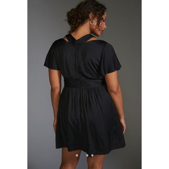 Anthropologie Deep V-Neck Vibrant Mini Dress - Green - Size 16 - Picture 3 of 9